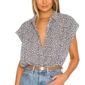 NILI LOTAN Normandy Blouse in Blue & White Floral (NEW w/o Tags)